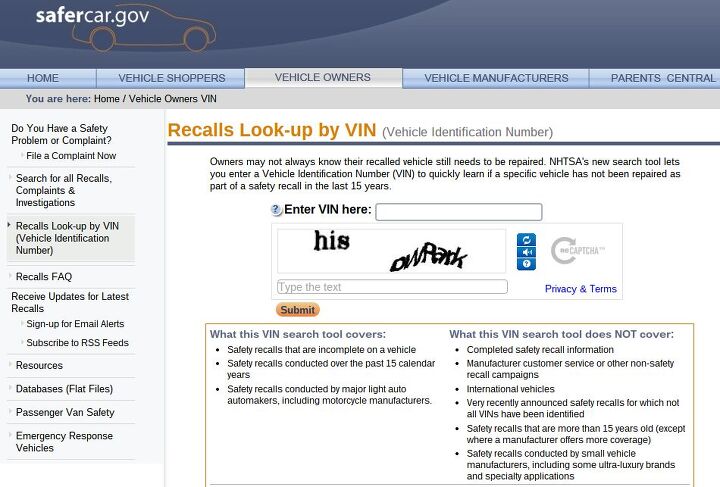 NHTSA Unveils VIN Recall Look-up Tool For Consumers