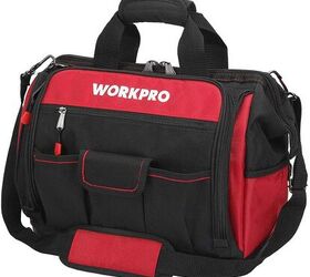 WORKPRO 16" Top Wide Mouth Tool Bag with Water Proof Rubber Base