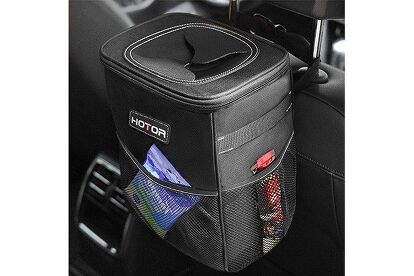 HOTOR Car Trash Can with Lid and Storage Pockets
