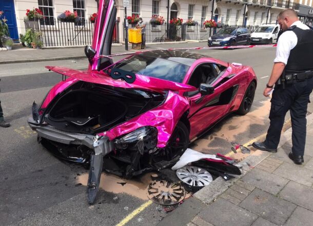 guilty pleasures pink mclaren 570s obliterated in london