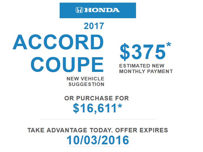 when is a new accord for 16 000 not a deal after all