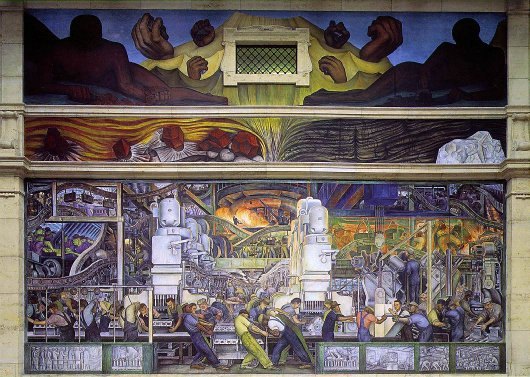 Artists Come to Detroit to Paint Mural Inspired By Diego Rivera's "Detroit Industry" Murals But Don't Bother Actually Seeing Rivera's Original Work