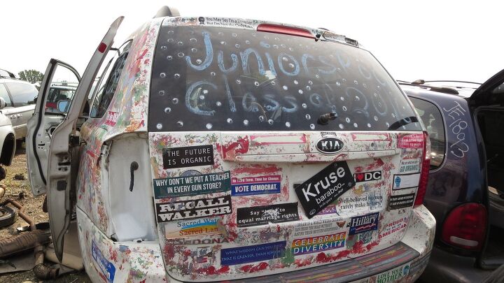 junkyard find 2007 kia sedona wisconsin hippie fingerpaint n stickers edition