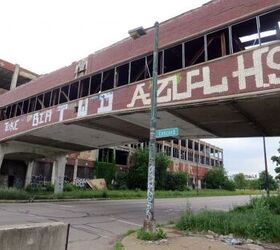 Packard Plant Pedestrian Bridge Wrapped In 1930s Glory For Next Year