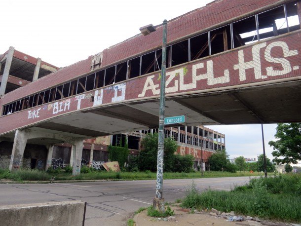 Packard Plant Pedestrian Bridge Wrapped In 1930s Glory For Next Year