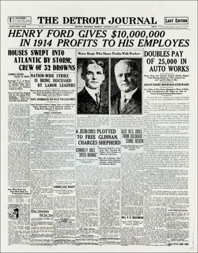 henry ford paid his workers 5 a day so they wouldn t quit not so they could afford