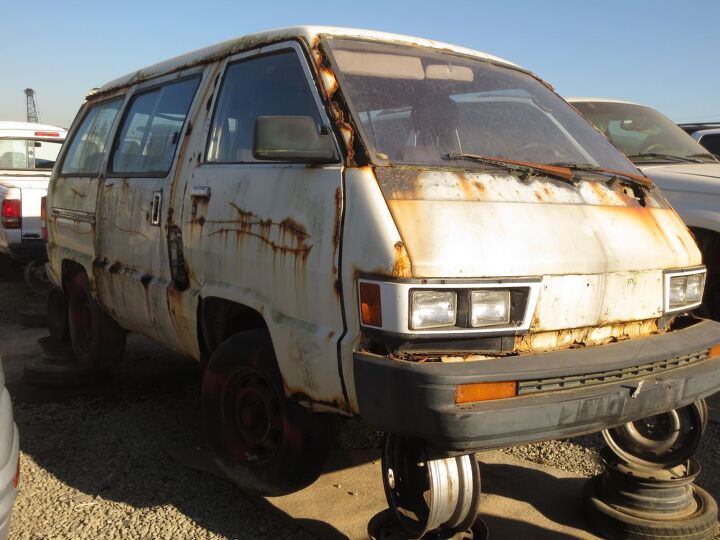 junkyard find 1984 toyota van with bonus san francisco beachfront rust