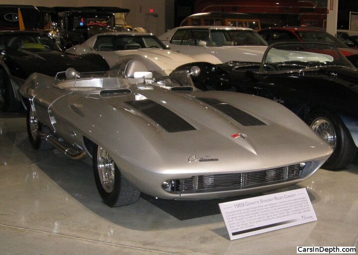 bill mitchell s and elvis too 1959 stingray racer visits jay leno s garage to hype