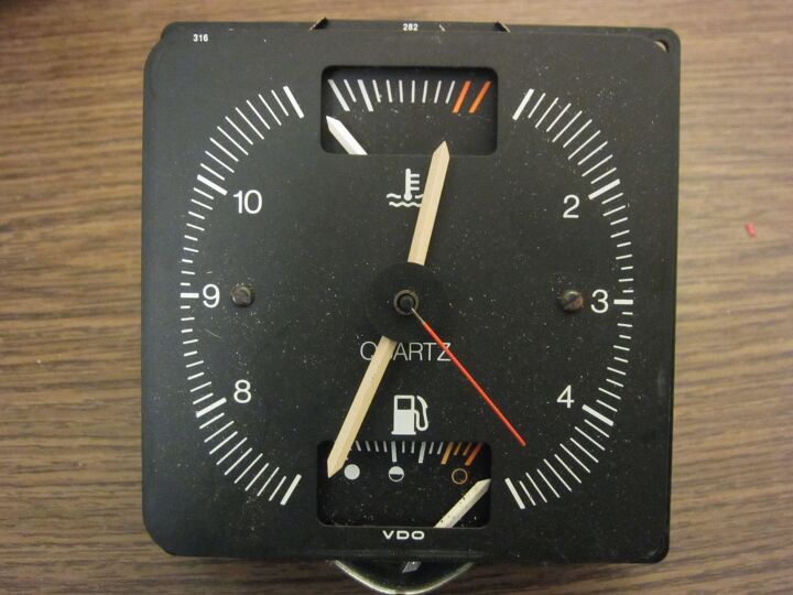 name that car clock vdo analog with fuel and temperature gauges