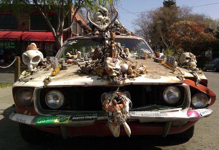 once famous mustang art car falls on hard times faces crusher