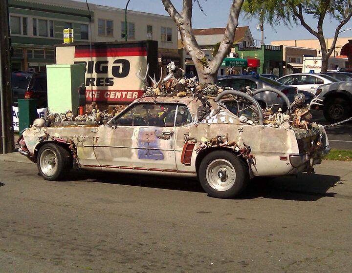 once famous mustang art car falls on hard times faces crusher