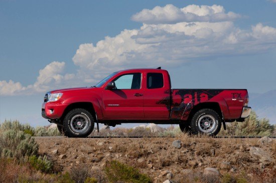 yee haw toyota shows truck with texas sized name at texas state fair