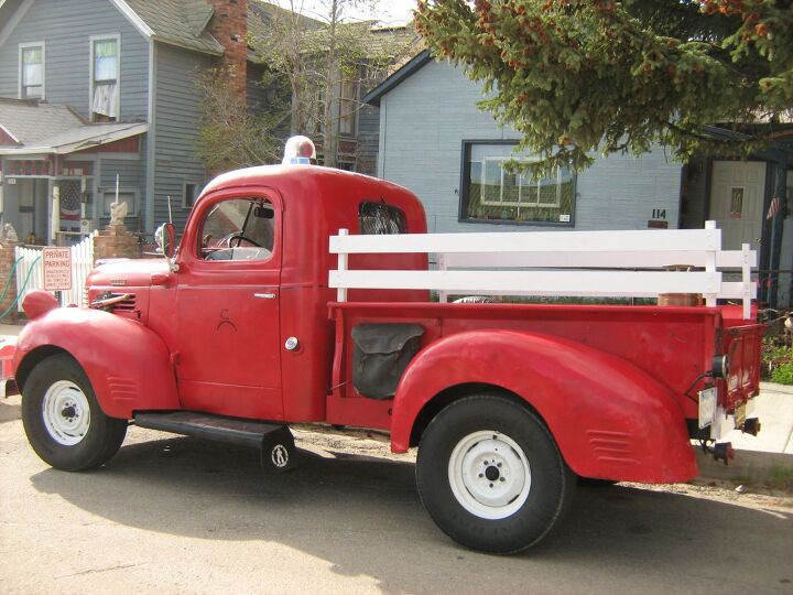 down on the two mile high street 1947 dodge fire truck