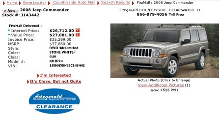 now how much would you pay corvette z06 65k jeep commander 26 7k