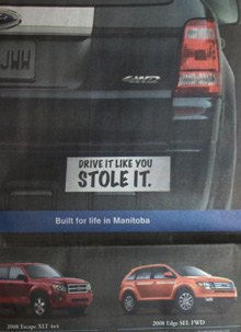Steal This SUV; Ford of Canada Pulls Ad