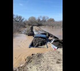 California Farmer Drove His Chevy INto a Levee - To Prevent Flooding