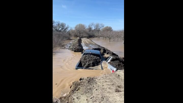 California Farmer Drove His Chevy INto a Levee - To Prevent Flooding