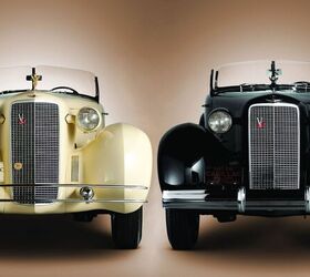 gallery cool cadillacs, 1934 Cadillac Roadster 5802 and 1937 Phaeton 5859 from L to R