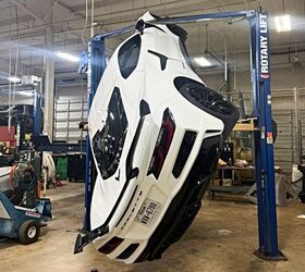 another c8 corvette falls off vehicle lift
