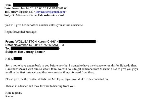 epstein sought access to numerous automotive executives